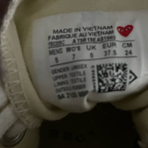 Converse X Comme Des Garçons Women High-Top Sneakers Size 7 - Picture 9 of 9